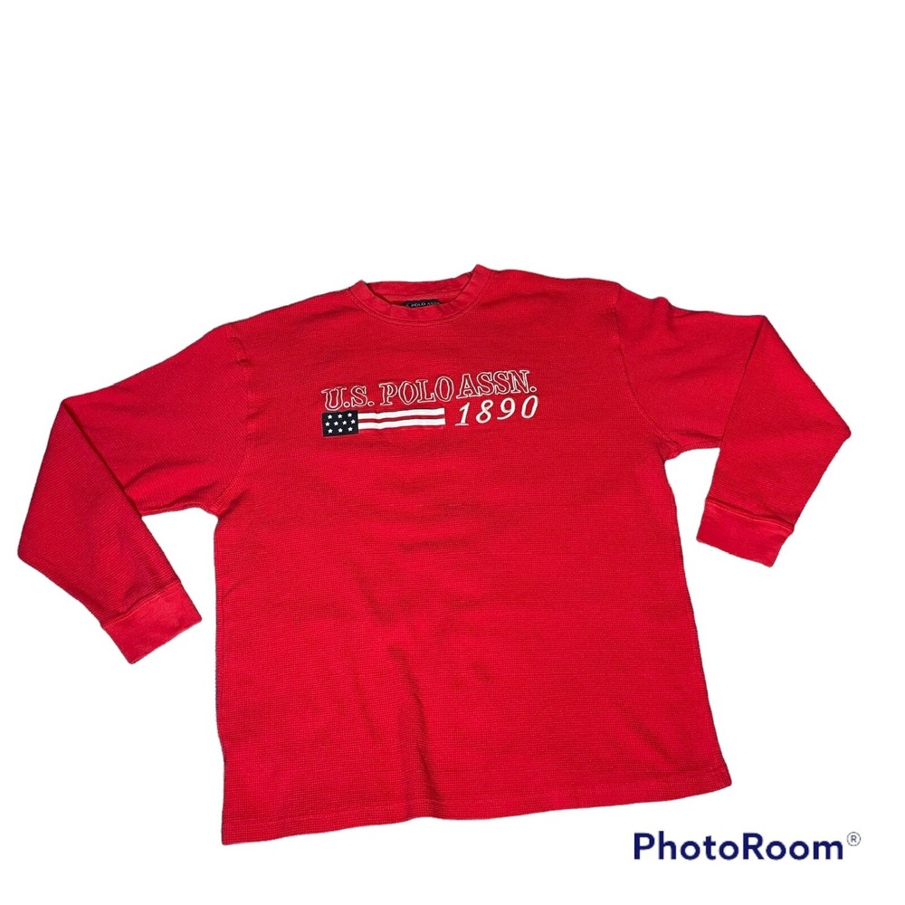 US Polo Assn XXL 2XL Men's Thermal Waffle Knit T Shirt Long Sleeve Red